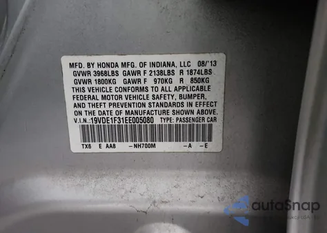 2014 Acura Ilx 2.0L z USA, uszkodzony, nr VIN 19VDE1F31EE005080